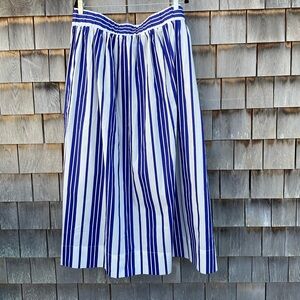 Eloquii Navy and White Striped A-Line Skirt